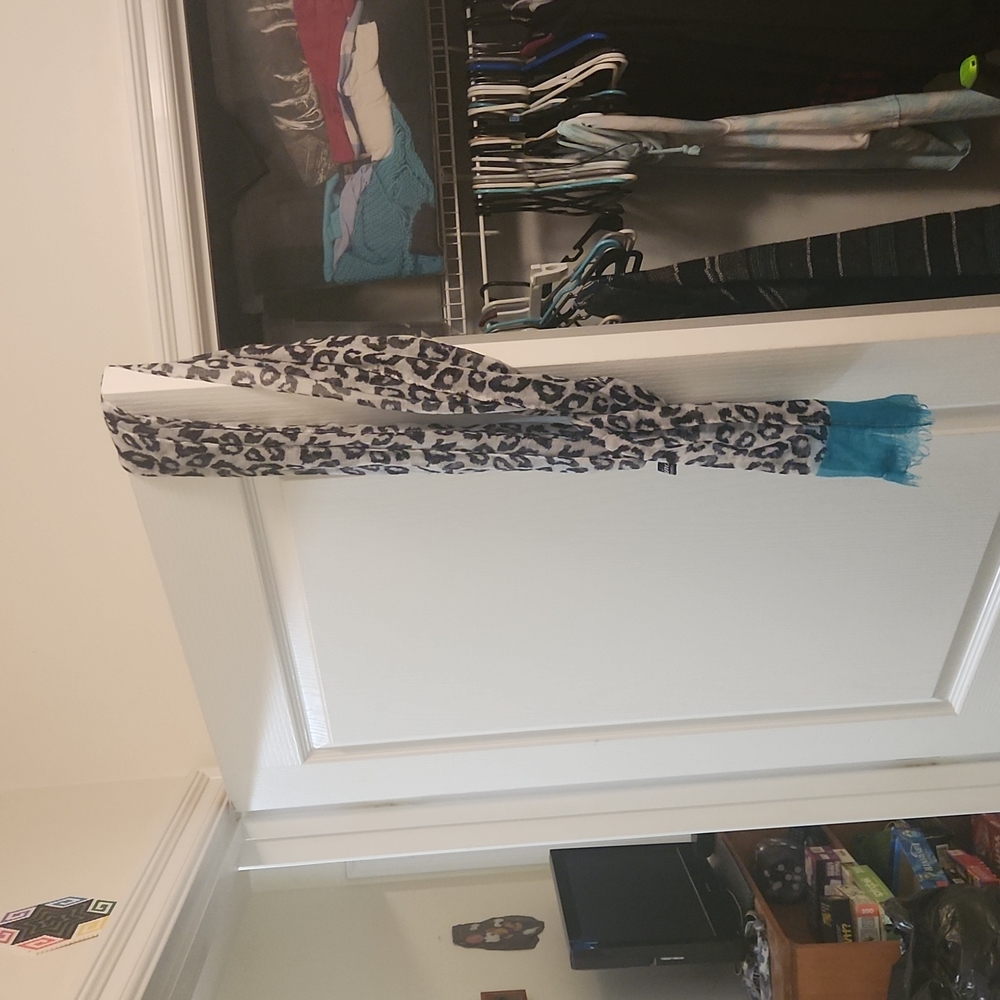 White Leopard Print Scarf